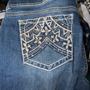 Wallflower Blue Boot Cut Jeans with Cream Embroidered Pocket